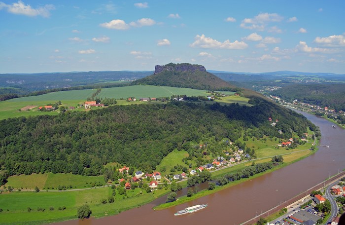 Elbe River valley with Lilienstein mountain, Germany