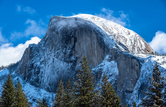 Half Dome Mountain in Yosemite National Park in Winter