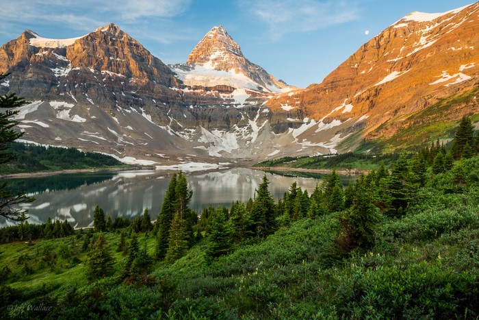 Mount Assiniboine and Lake Magog at sunrise