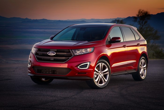 4K Red Ford Edge Titanium SUV