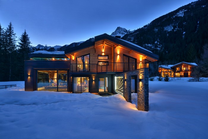 Luxury Chalets in Chamonix, France at Night