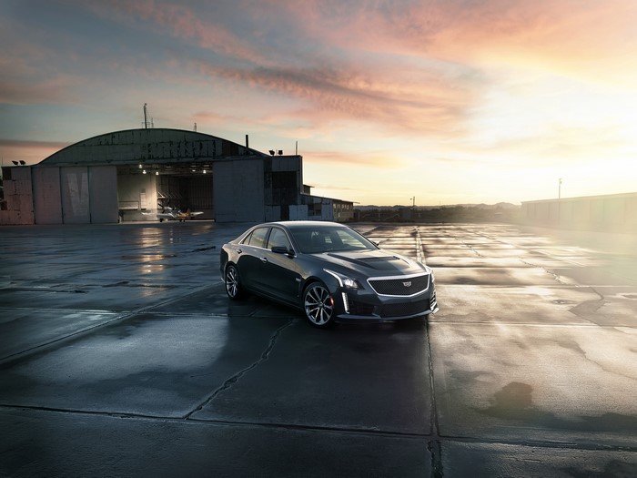 Cadillac CTS-V Sedan at Hangar at Sunset