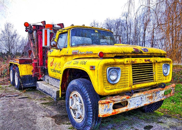 Yellow Boyce Towing Truck