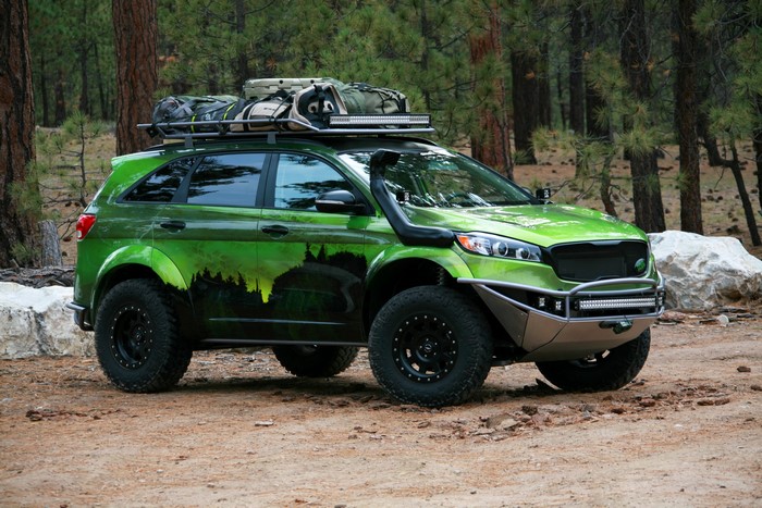 Modified green Kia Sorento PacWest Adventure SUV