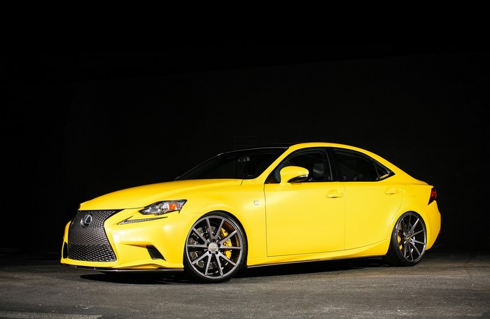 Yellow Lexus IS with Vossen wheels