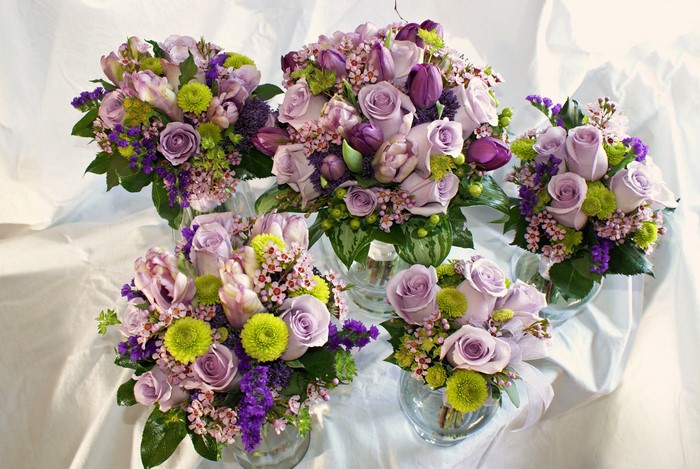 Bouquets of Roses and Tulips