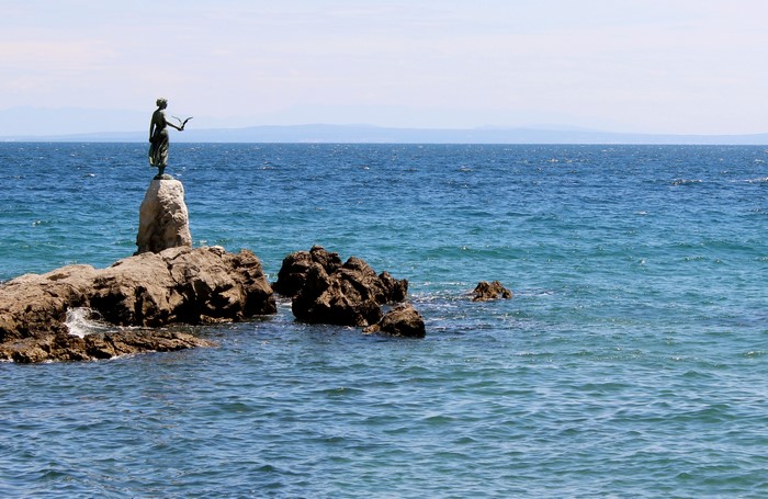 Statue of Maiden with Seagull in Opatija, Croatia