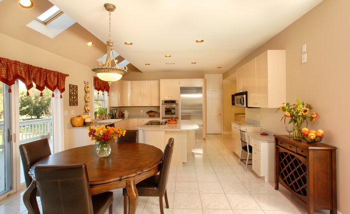 Kitchen Interior with Dining Table and Chairs