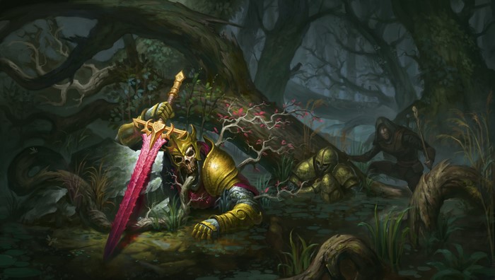 Skeleton King with Sword in Forest