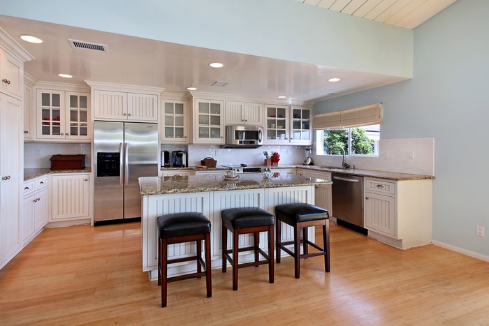 Kitchen Interior Design with Island and Stools