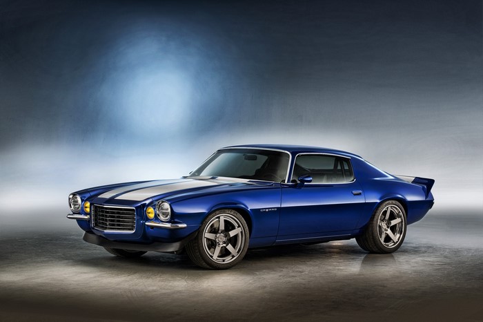 Blue 1970 Chevrolet Camaro RS with white stripes