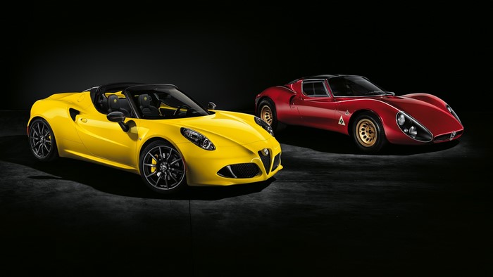 Alfa Romeo 4C Spider and 33 Stradale