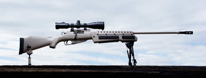 Mosin sniper rifle with telescopic sight and bipod