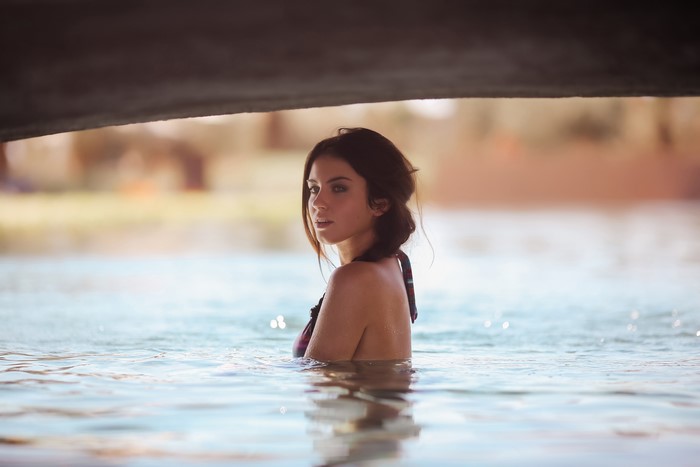 Woman in a bikini in the water