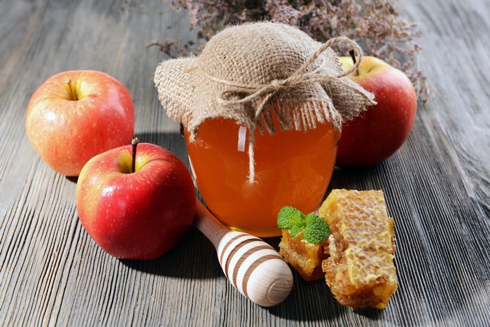 Apples, Honey Jar, and Honeycomb