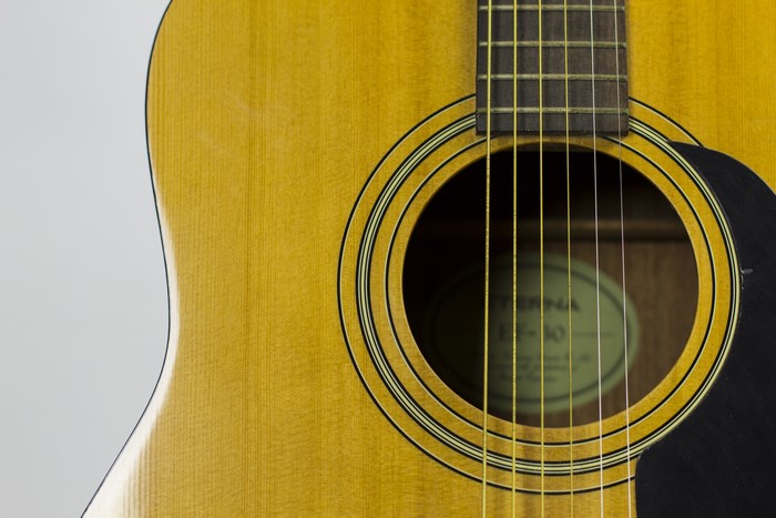 Closeup of an acoustic guitar