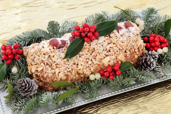 Christmas Swiss Roll with Festive Decorations