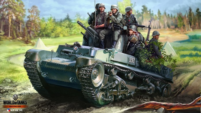 LT vz 35 tank with soldiers from World of Tanks