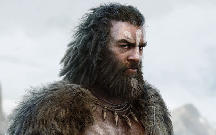 Warrior from Far Cry Primal with war paint and fur