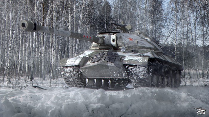 IS-3 tank in a snowy forest, World of Tanks