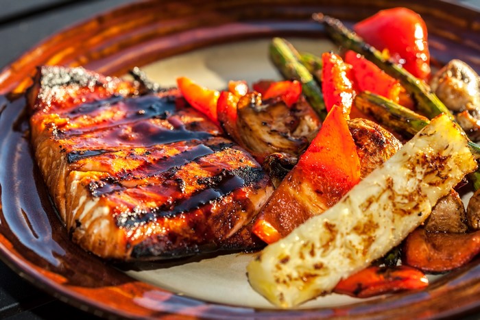 Grilled Salmon with Roasted Vegetables