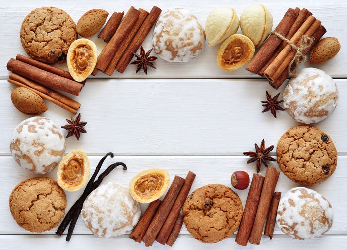 Cookies, Cinnamon Sticks, Almonds, and Star Anise