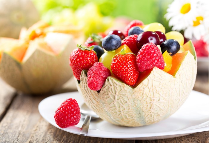 Fruit Salad in a Melon Bowl