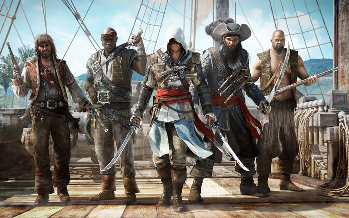 Edward Kenway and pirates from Assassin's Creed 4 Black Flag