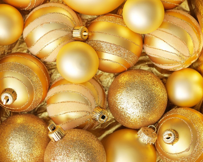 Golden Christmas Balls in 4K Detail