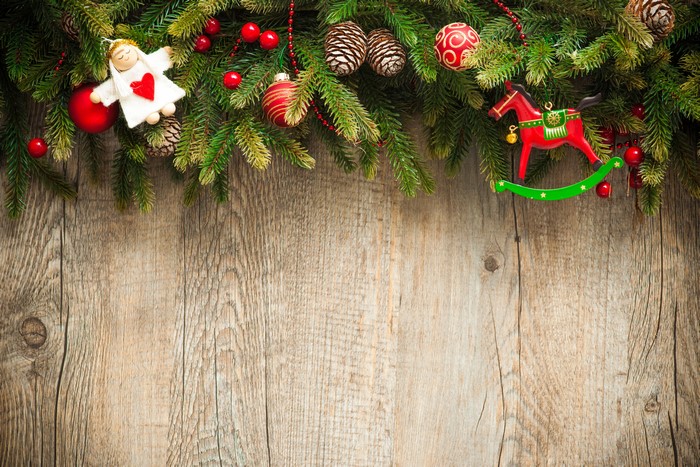 Christmas Branches with Ornaments and Pine Cones