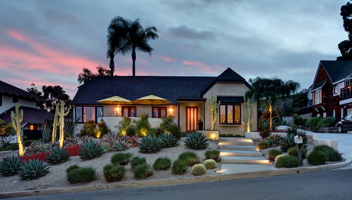 House in Laguna Beach, USA at dusk
