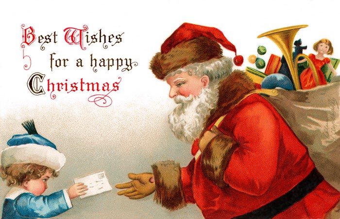 Santa Claus giving gifts to a child