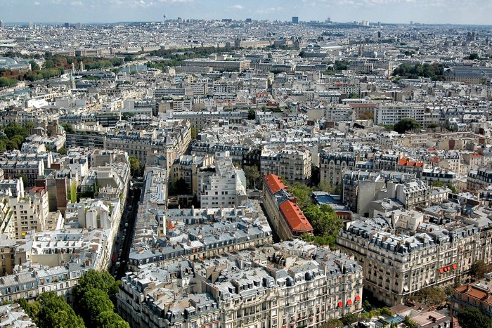 Aerial view of Paris, France cityscape