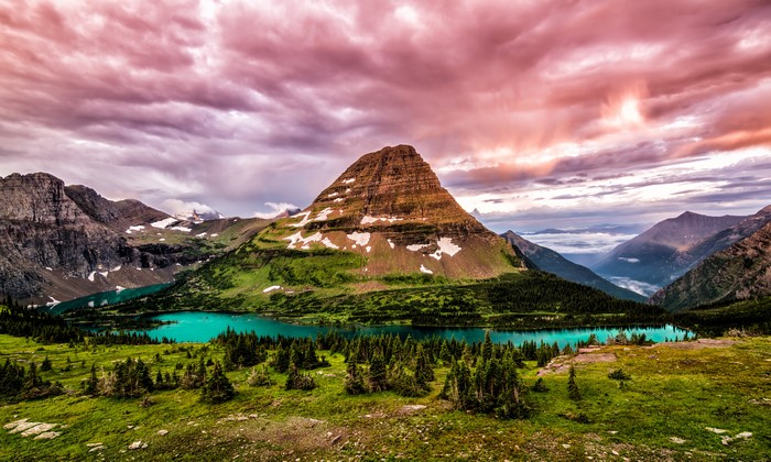 Glacier National Park Mountains Lake Sky