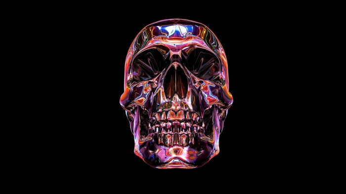 Chrome Skull with Colorful Reflections
