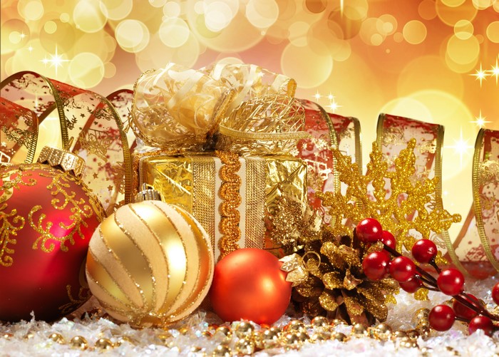 Christmas Decorations with Gifts and Ornaments