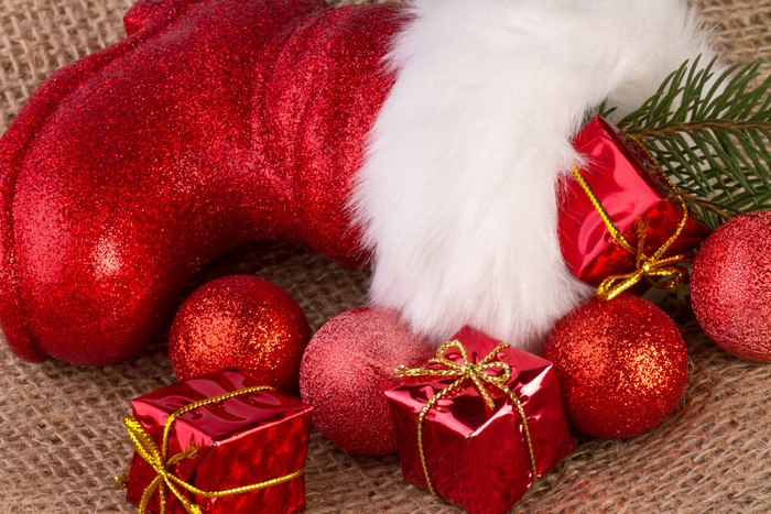 Christmas Stocking with Ornaments and Gifts