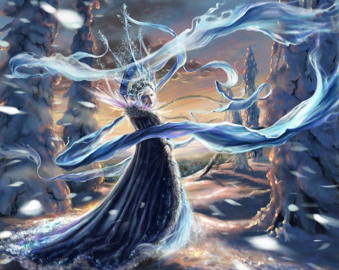 Winter Queen with flowing ice and snow