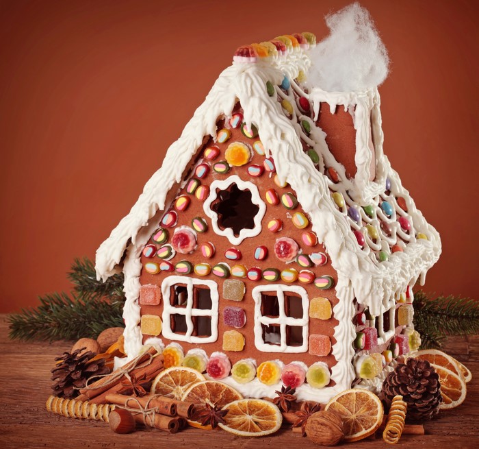 Gingerbread House with Christmas Decorations