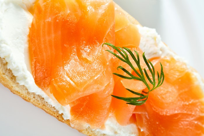 Smoked Salmon on Cream Cheese Baguette with Dill
