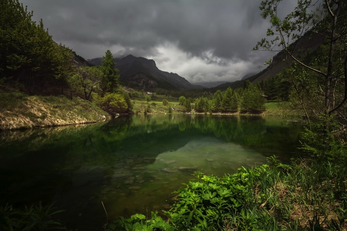 Lake and mountains in Estenc, France