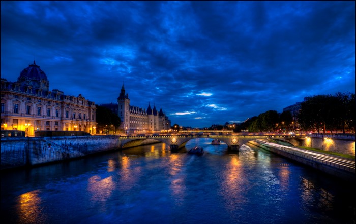Paris at Night: Seine River and Pont Neuf Bridge