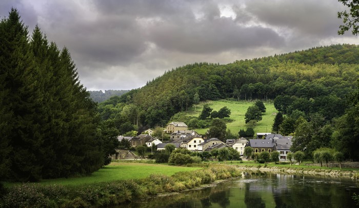 Village by the river in Namur, Belgium