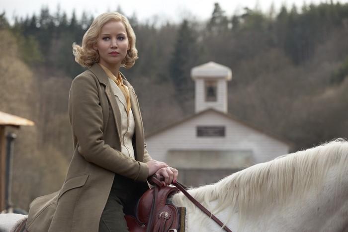 Jennifer Lawrence on a horse