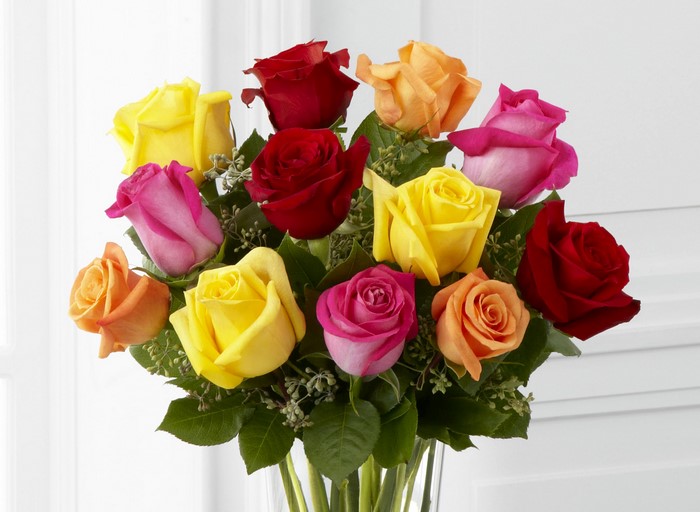 Bouquet of multi-colored roses