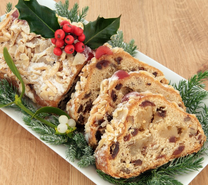 Christmas Stollen with Holly and Mistletoe