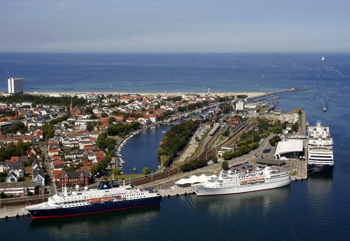 Rostock, Germany: Cruise Ships Docked in a Coastal Harbor