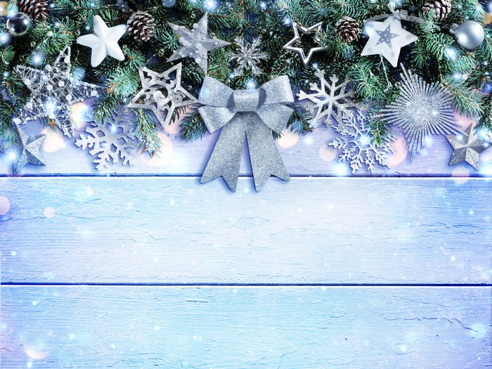Christmas Decorations on Wooden Surface