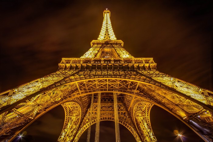 Eiffel Tower at Night in Paris, France