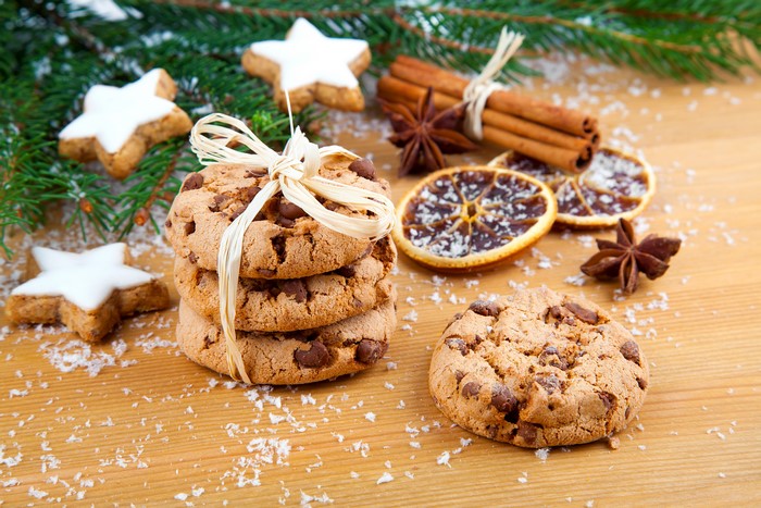 Christmas cookies with cinnamon and dried oranges